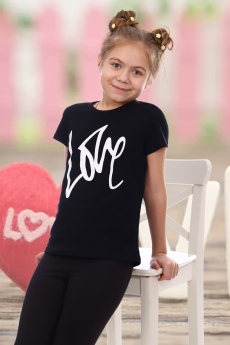 Черная футболка для девочки с надписями Натали со скидкой